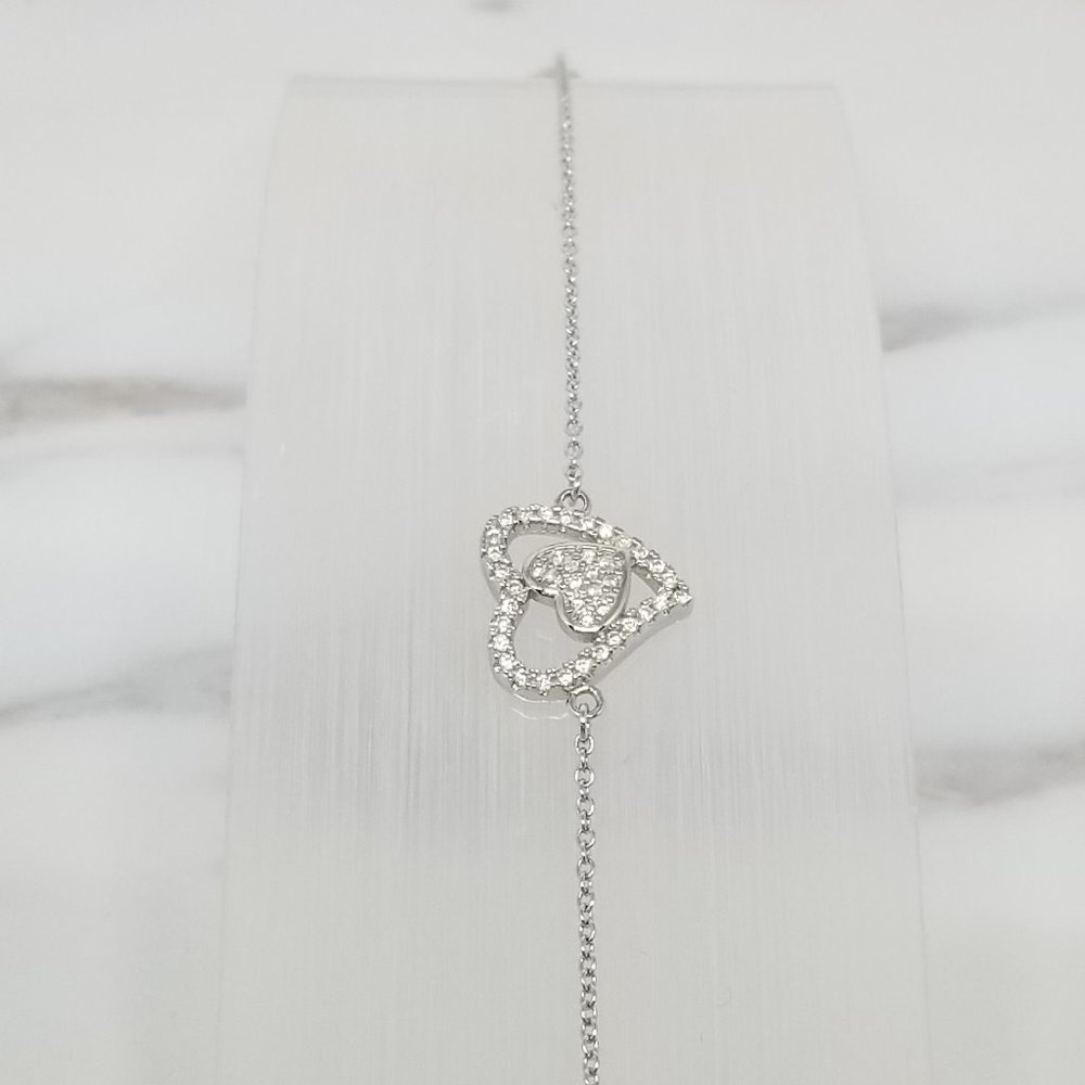 Bracelet Sterling Silver 925 w/ CZ Hearts